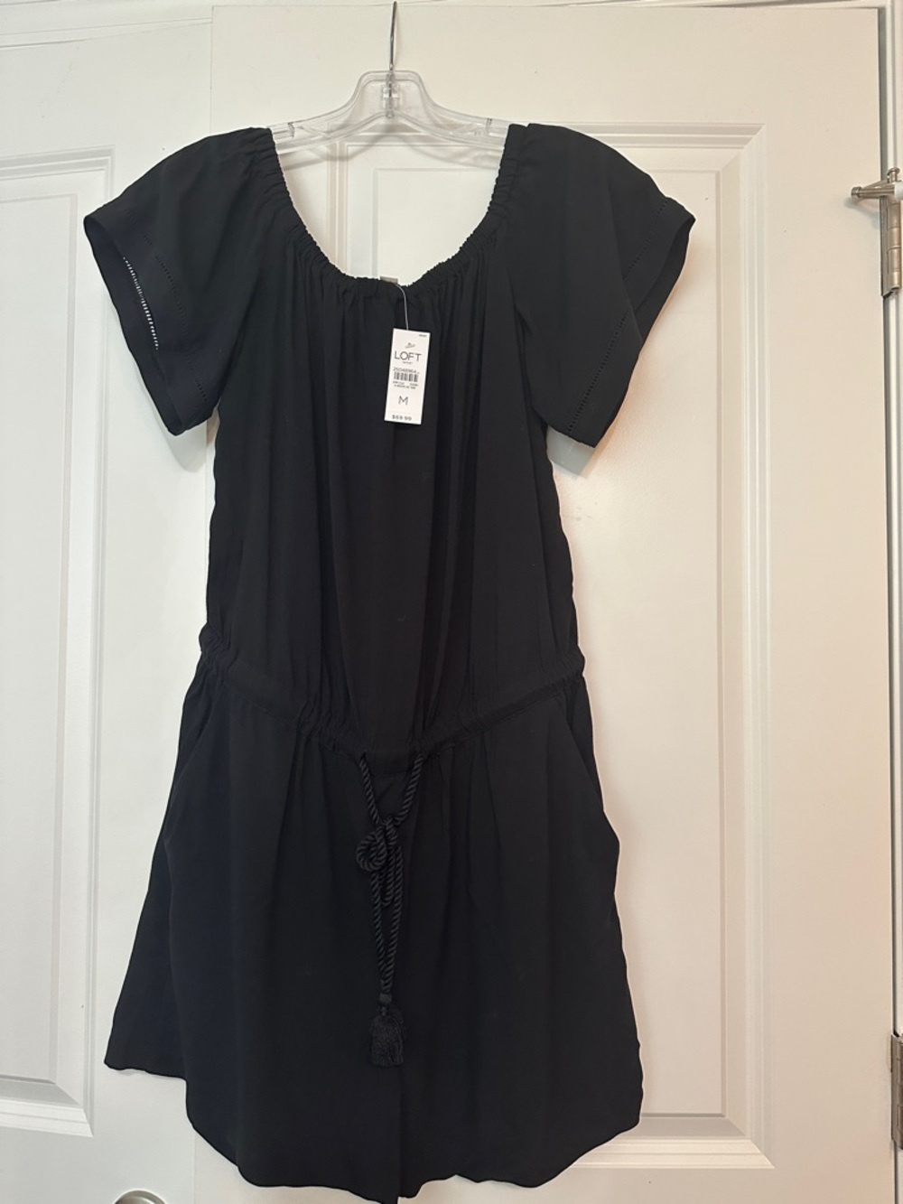 NWT Loft size Medium Black Off the Shoulder Romper.